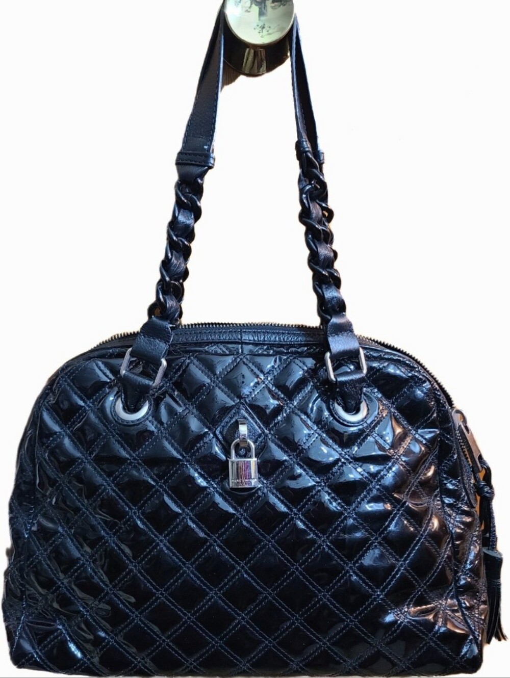 MARC JACOBS Black Quilted PATENT LEATHER Tote
